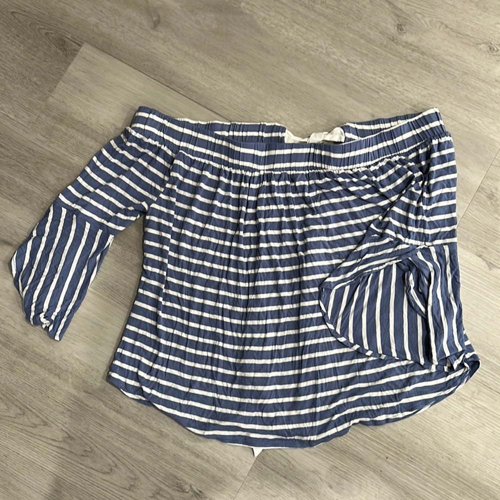 Lane Bryant Off the shoulder quarter sleeve ruffle.